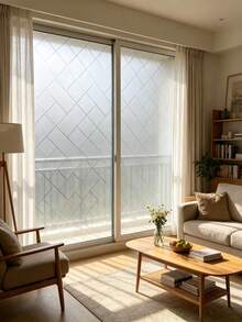 Herringbone Geometric Line Static Cling Frosted Window Privacy Film, No Glue Reusable Light Filtering Glass Sticker, Easy DIY Install Window Cover For Bathroom Bedroom Balcony Door - Herringbone Grid - View 5