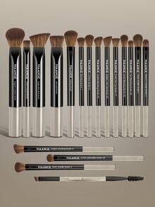 MAANGE 18/19件專業化妝刷套裝附化妝包，包含蜜粉刷、腮紅刷、遮瑕刷、修容刷、鼻影刷、眼影刷、眉刷、細節刷、底妝刷、臉刷、打亮刷，適用於粉狀、液狀、膏狀產品，適合日常使用與旅行，亦可作為送給朋友的化妝配件禮物 - 彩色 - 查看 13