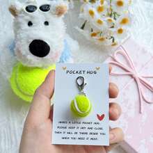 5/2/1pcs Cute Tennis Ball Keychain Pendant With Inspirational Quote, Suitable For Birthday, Mother's Day, Father's Day And Sports Events, Inspirational Mini Souvenir Gift - View 2