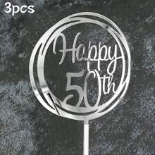 3pcs/1pc Gold Acrylic "16th 30th 40th 50th 60th 80th" Birthday Cake Topper Circular Frame, Birthday Party Decorations - Multicolor - View 25