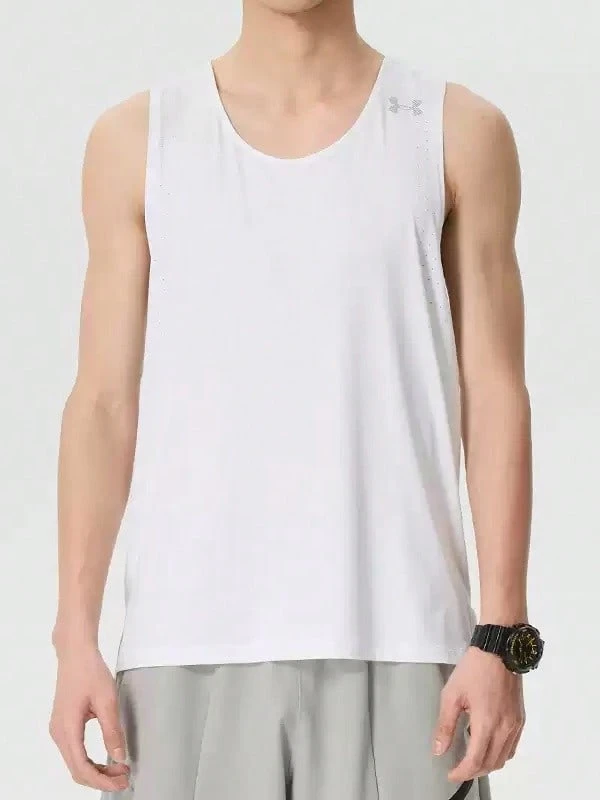 Under Armour 夏季新款 Velociti Pro 男士透氣跑步健身運動背心 - 白色 - 查看 1