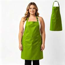 1pc Plus Size Unisex Chef Cooking Apron, Waterproof, With 2 Pockets, Adjustable Black Apron, Suitable For Home, BBQ And Restaurant Use For Cooking, Baking, Cleaning, Gardening - Blue - View 4