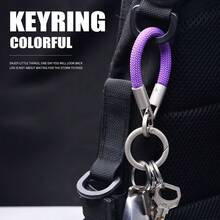 Men's Braided Rope Keychain, Commuter Multi-Compartment Key Storage Lanyard, 8-Ring Classified Key Ring, Car Key Lanyard Multi-Function Metal Ring Minimalist Premium Key Pendant, Outdoor Anti-Slip Paracord Handheld Key Pendant Multi-Function Classified Key Ring - Multicolor - View 6