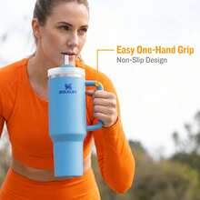 Stanley 40oz Quencher H2.0 FlowState Insulated Tumbler, Spill Resistant Stainless Steel Cup With Handle, Vacuum Insulated, Reusable Portable Travel Mug For Daily Commute Camping Hiking Outdoor - 藍色 - 查看 2