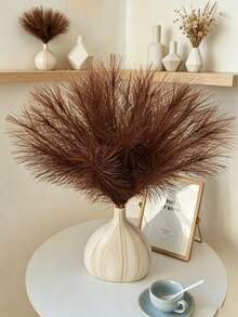 5/20/50pcs Faux Pampas Grass Artificial Reeds Large Tall Fluffy Artificial Fake Flower Bulrush Reed Grass Artificial Plants Boho Decor For Wedding Party Decoration, Home Living Room Bedroom Decor, Vase Arrangement, DIY Photography Props Gift Birthday Graduation, Autumn Decoration, Autumn - Mocha Brown - View 6
