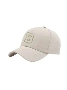 1pc Customized A-Z Letter Baseball Cap, Adjustable Breathable Cozy Material Hat For 3-16Y Boys Girls Casual Look Sun Hat ForFitness Exercise - Beige - View 6
