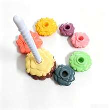 Drehbare Regenbogen-Stapelringe Spielzeug, Montessori Blumen-Stapelturm, 18 Monate+ Kleinkind Früherziehung Sinnes-Spielzeug, Baby Geburtstagsgeschenk - Verschiedenfarbig - Übersicht 5