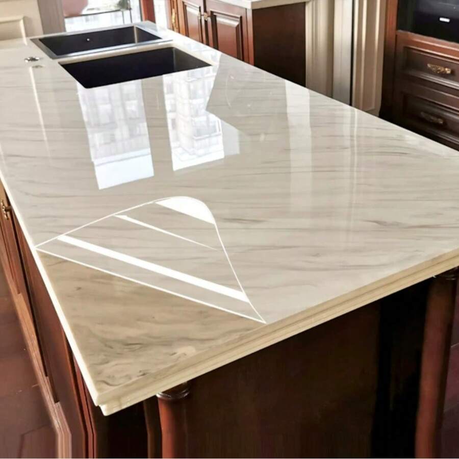 Película autoadhesiva transparente, película de protección de pared impermeable y resistente al aceite para cocina y baño, pegatina DIY fácil de instalar, resistente a salpicaduras y al calor, pegatina de pared para baño - Adhesivo transparente a prueba de aceite - Ver 1