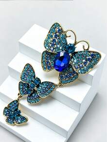 1pc Butterfly Rhinestone Brooch Niche Design Long Suit Rhinestone Vintage Insect Pin High-End Butterfly Brooch - Multicolor - View 4