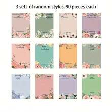 3/6pcs Floral Fresh Tear-Off Memo Pads, Inspirational Self-Adhesive Sticky Notes For Reminders, Study, Note-Taking, Record-Keeping And Marking School Supplies - one-size - View 8