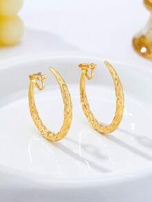 1 Pair Fashion Basic Minimalist Metal Round Ear Clips (No Ear Piercing Required) - Yellow Gold - View 3