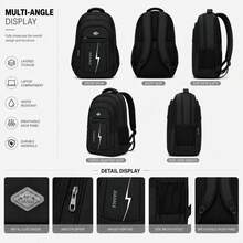 Ce sac à dos unisexe est conçu pour les voyages en plein air. Il offre une grande capacité et se distingue par ses détails multicolores élégants et sa fermeture éclair directionnelle. Il peut servir de sac à dos pour ordinateur portable grande capacité, de sac professionnel polyvalent, de sac à dos antivol pour homme, de sac à dos pour jeune, de sac pour ordinateur, de sac de voyage et constitue un excellent cadeau pour les fêtes. - Blanc - Voir 7
