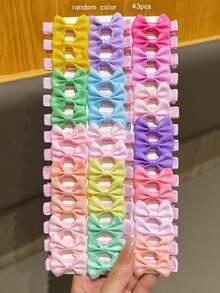 43 piezas de pinzas para el cabello con lazo de colores, tamaño pequeño, accesorios decorativos para el cabello - Multicolor - Ver 3