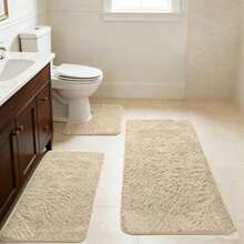 3-Piece Soft Cashmere Fleece Bathroom Rug Set, (16x32in,16x24in,16x20in) 3PC Comfy Non Slide Memorys Foam Bath Mat Absorbent Bath Rug Perfects For Bathroom Laundry Room Mat Bathroom Mat Bathroom Accessories - 3pcs Khaki - View 5