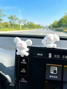 1件/3件/6件裝可愛小白色狗狗汽車裝飾品 多種姿勢小狗雕像 車用中控螢幕飾條 甜美美學汽車內飾擺件 送女友女性禮物 - 卡通兔 - 查看 2