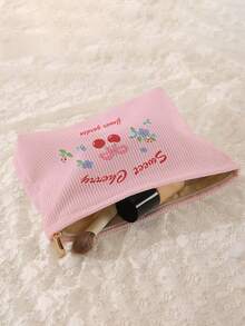 1 buah Tas Penyimpanan Kosmetik Portabel Motif Ceri Cetak Dua Sisi Kantong Rias Perjalanan dengan Resleting Organizer Perlengkapan Mandi Multifungsi - MultiWarna - View 4