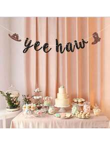 1 Set, Pancarta de Letras DIY con Brillo Yeehaw, Decoraciones de Fiesta de Vaquera Occidental con Recortes de Sombrero de Vaquero y Botas, Pancarta de Banderines con Tema de Vaquero, Para Fiesta de Cumpleaños con Tema Occidental, Suministros de Fiesta Campestre, Pancarta de Fiesta de Vaquero Occidental Yeehaw - Ver 1
