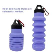 1 Silicone Foldable Sports Water Bottle, 16.91 Ounces Portable Outdoor Hiking Fitness Cup, Foldable. - 紫色 - 查看 6