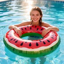 Adult Inflatable Swim Ring, Fruit Print Pool Float, Watermelon/Lemon/Lime/Orange/Kiwi/Dragon Fruit PVC Floating Ring - Watermelon Rings - View 7