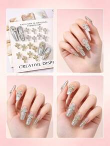 10 pièces/20 pièces Décoration d'ongles style punk en alliage de croix, accessoires de gemmes d'ongles 3D brillantes de style européen et américain, décoration d'ongles faux strass Y2K, accessoires de décoration DIY multifonctionnels, fournitures d'art d'ongles d'été, breloques d'ongles - Multicolore - Voir 8