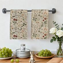 2pcs Vintage Floral Seamless Pattern Kitchen Towels, Rectangular Microfiber Dish Cloths, Dish Towels, Scrubbers, Hand Towels, Cooking Baking Tea Towels, Kitchen Decor, Housewarming Gift, Birthday Gift, Bathroom Cleaning Cloths, Decorative Towels - Multicolor - View 8