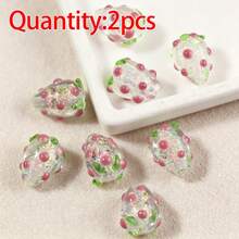 2pcs Cute Colorful Glass Strawberry Beads, Handmade DIY Jewelry Bracelet Pendant Decorative Loose Beads - Colorful Strawberry Beads - View 9