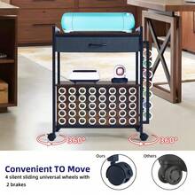Craft Cart With Holder For 47 Vinyl Rolls And Storage Drawer, Compatible With Cutting Machines. - Black & Brown - View 6