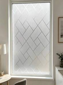 Herringbone Geometric Line Static Cling Frosted Window Privacy Film, No Glue Reusable Light Filtering Glass Sticker, Easy DIY Install Window Cover For Bathroom Bedroom Balcony Door - Herringbone Grid - View 9