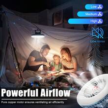 Kipas Kemah LED, Kipas Tahan Air dengan Pengisian USB, Dilengkapi Pengait dan Magnet, Ideal untuk Perjalanan, Meja, Mobil & Saat Listrik Mati - MultiWarna - View 6