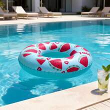 Adult Inflatable Swim Ring, Fruit Print Pool Float, Watermelon/Lemon/Lime/Orange/Kiwi/Dragon Fruit PVC Float - Heart-shaped Watermelon Ring - View 2