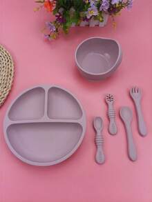 6/3/1pc Silicone Tableware Set, Children's Large Suction Bowl And Rice Paste Spoon, Anti-Drop Anti-Scald Feeding Bowl, Suitable For Toddler Feeding Training Bowl Baby Supplies, A Unique Father's Day Gift Set - Multicolor - View 17