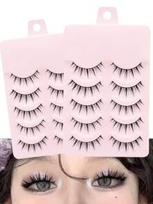 5 pares de pestañas postizas suaves, naturales y realistas, estilo de dibujos animados, hechas a mano, pestañas superiores completas - LO MISMO - Ver 4