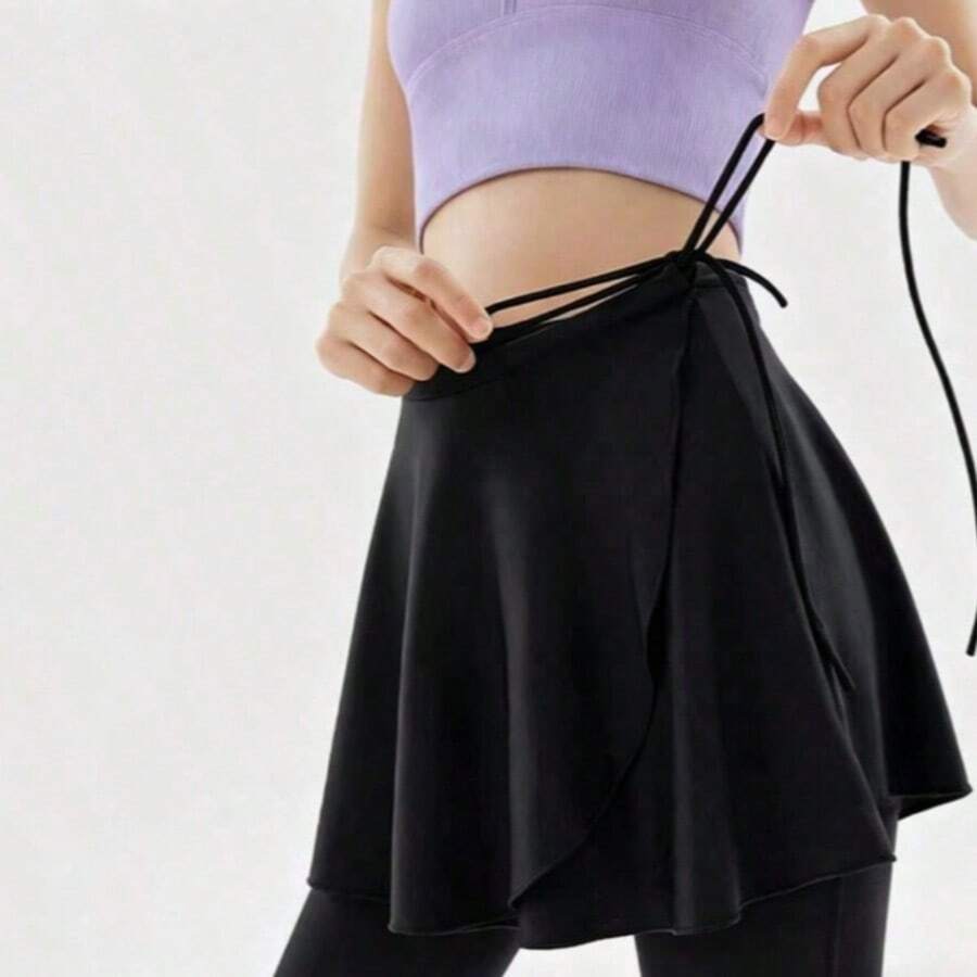 1pc Women's High Waist Yoga Skirt, Adjustable Drawstring Waist Athletic Skirt, Suitable For Tennis, Running, Fitness, Gym And Daily Wear - Multicolor - View 1