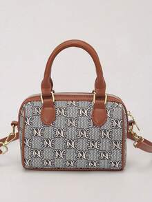 Dedoo New Solid Color Geometric Print PU Leather Vintage Fashion Versatile Women's Handbag Shoulder Bag - Multicolor - View 3