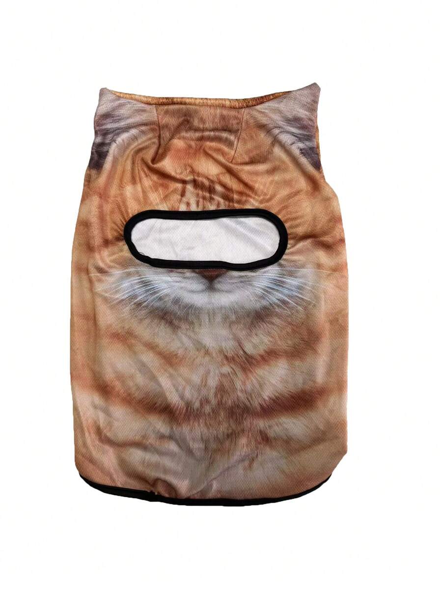 1pc/2pcs Unisex 3D Animal Pattern Protective Face Mask Hood, Fun Outdoor Water Sports Hat, Sun Protection Animal Head Cover (Cat, Dog Styles), Suitable For Daily Outings, Travel, Hiking, Skiing - Style P - View 1