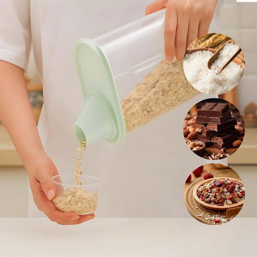Cereal Storage Containers – Airtight Kitchen Plastic Dry Food Dispenser With Measuring Cup For Cereals, Rice, Pet Food, Flour - Clear - View 1
