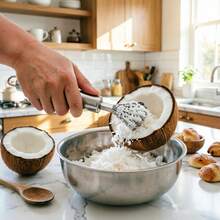 Stainless Steel Coconut Meat Remover - Multi-Claw Curved Scraper For Fresh Coconut, Mango, Chocolate. One-Piece Rust-Proof Design With Hanging Loop. , Easy-Clean & Efficient Kitchen Tool For Baby Food & Baking. Minimalist Industrial Style - Silver - View 6