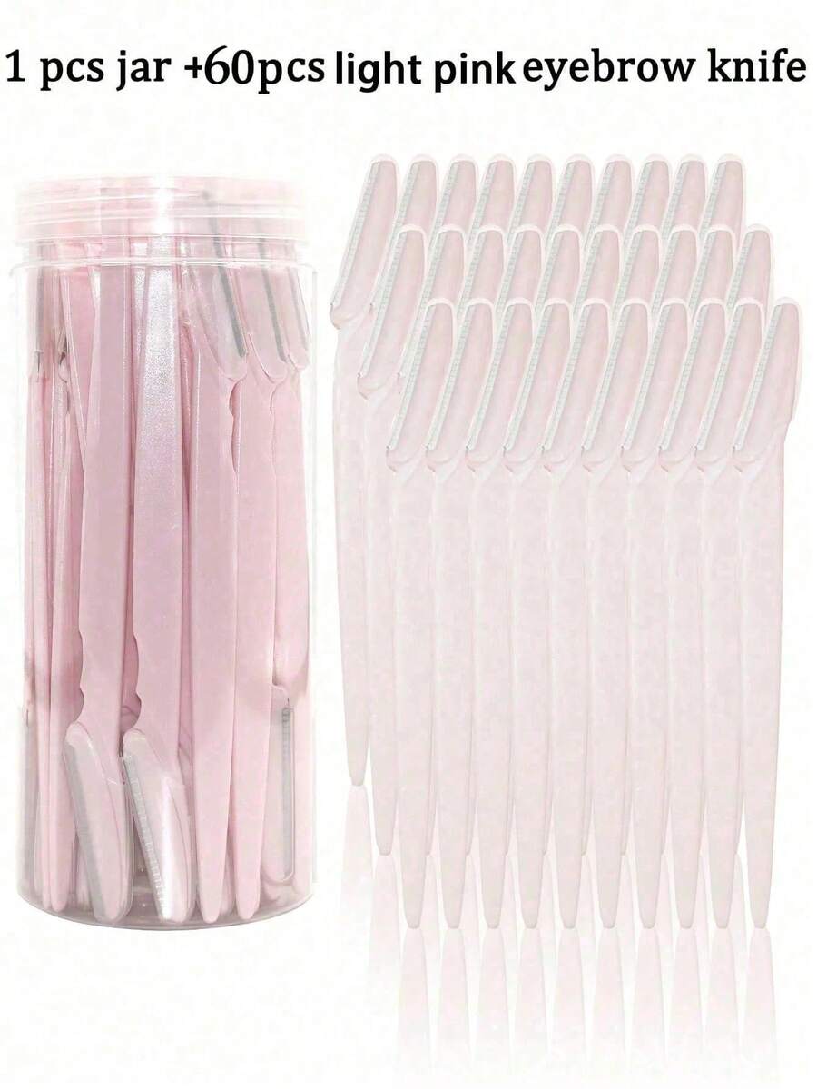 1/10/20pcs Warm Pink Multi-Function Beauty Set, Combines Eyebrow Trimming, Shaving, Exfoliating And Hair Removal Functions, Includes Eyebrow Razor, Long Handle Facial And Body Cleansing Tool And Protective Cap, Suitable For Home Daily Use