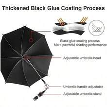 Clip-On Sun Umbrella, UPF50+ UV Protection, Clip-On Handle, Flexible Umbrella Arm, Summer Sun Protection Essential, Suitable For Strollers, Bicycles, Wheelchairs, Camping, Fishing, Outdoor And Various Occasions, - Royal Blue - View 4