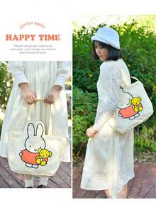 Tas Tote Kanvas Lucu Resmi MIFFY, Tas Bahu Pelajar Kapasitas Besar, Motif Kelinci, Gaya Minimalis Kasual, Cocok Untuk Sekolah/Kerja, Edisi Terbatas TK Ins Terlaris 2026 - View 5