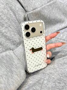 時尚韓系簡約黑白波點Ins風可愛臘腸狗甜美少女風個性化手機殼 適用於 17 Pro Max Apple 16 Pro 15 保護殼 - 白色 - 查看 2