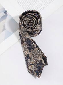 1PC Men's Fashion Paisley Pattern Slim Tie Suitable For Party, Daily, Travel, Vacation, Beach And Outing - Multicolor - View 3