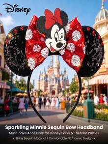 Disney 1件裝 米奇與米妮蝴蝶結髮箍，派對/主題樂園/假期髮飾頭帶，生日禮物 - 查看 4
