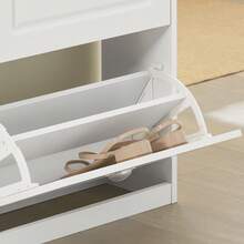 SoBuy Shoe Cabinet With 4 Flaps, Shoe Rack, Shoe Tipper With 8 Storage Compartments, Shoe Chest, Shoe Storage, White, BHT Approx. 105x82x24cm, FSR79-W - 白色 - 查看 11