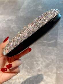 1pc Highly Attractive Shiny Artificial Rhinestone Eyewear Storage Box Fashion Glasses Myopia Glasses Lipstick Lip Balm Organizer Portable Travel Fashion Glasses Protective Case Gift - Silver - View 9
