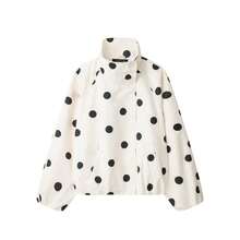 GDDYIN Women's Autumn New Style College Casual Polka Dot Pilot Jacket Coat White - White - View 6