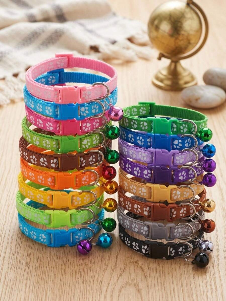 PETSIN 10pcs Random Color Pet Collar Suitable For Cats And Small Dogs - Multicolor - View 1