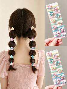 1 Set Girls Cute Floral Hair Scrunchies, Sweet Hair Accessories, Suitable For School And Daily Wear, Random Color - Multicolor - View 1