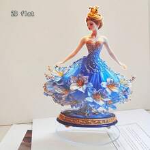1pc 2D Flat Desktop Decoration, Ballet Girl Pattern With Floral Hem, Dance Theme Acrylic Stand - Unique And Creative Gift, Desktop Decor, Home Office Desk Display, Suitable For Holiday Celebration, Holiday Decoration - A - View 3
