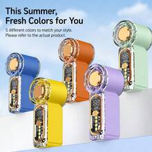 Ventilador de mano mini con luz, ventilador de bolsillo recargable por USB, cañón de aire portátil de alta velocidad, adecuado para viajes y camping - Multicolor - Ver 13
